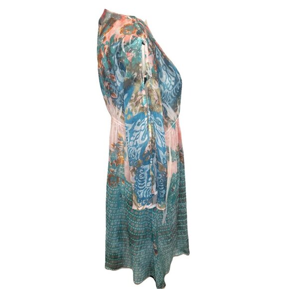 S Twelve Semi Sheer Blingy Dress Cover Up Y2K Gauzy Boho Beach Gypsy Fairy Sz L - Picture 4 of 12